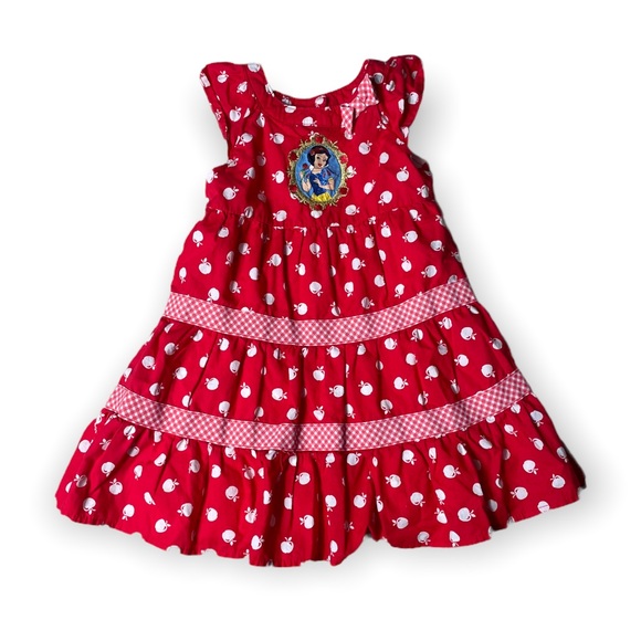 Toddler Girl 2/3 Red Snow White Dress With Apple and Bow Detail